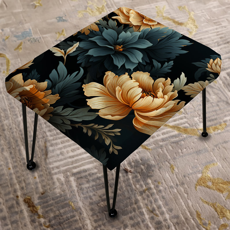 Vintage Yellow Damask Nostalgia - Damask Rectangle Ottoman