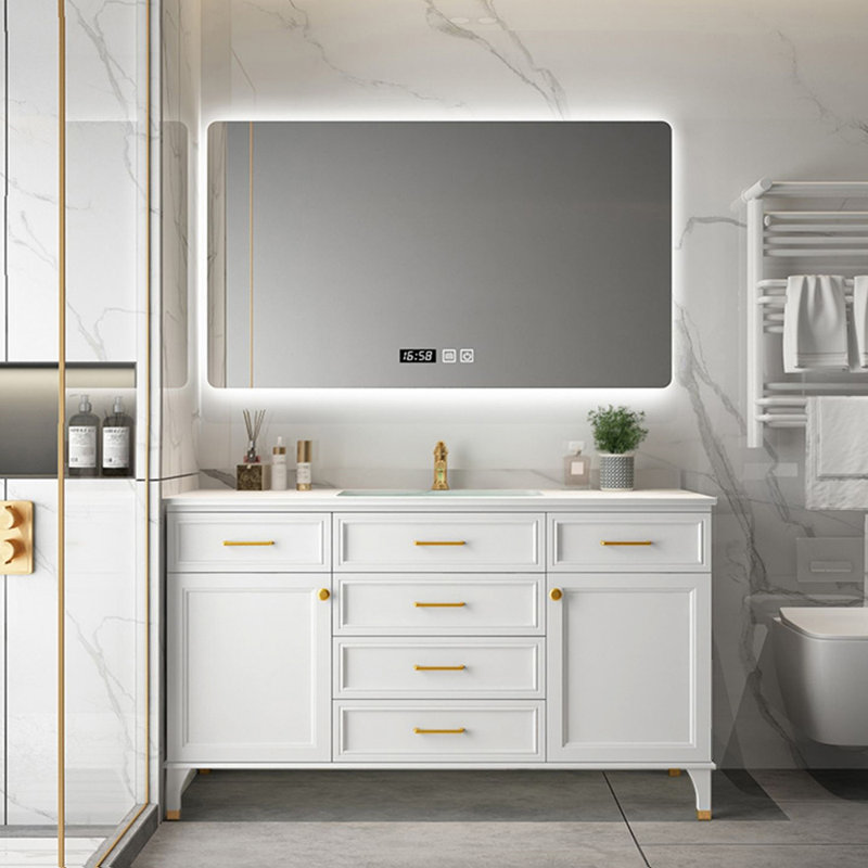 Nordic modern light luxury bathroom Vanity, 51.2", White