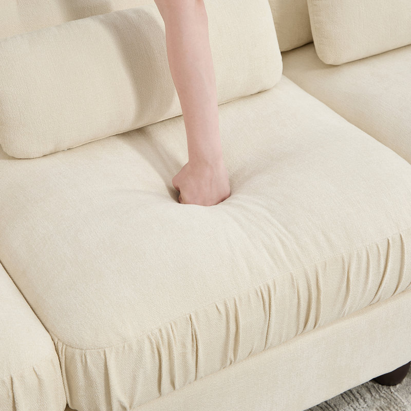 Canapé sans accoudoirs Melbourne en tissu chenille avec coussin - beige