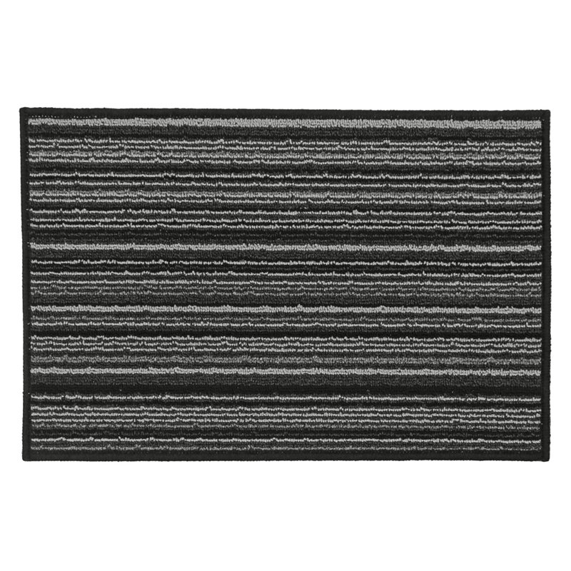 Non-Slip Striped Indoor Doormat, Rectangle W40 x L60 cm, Black