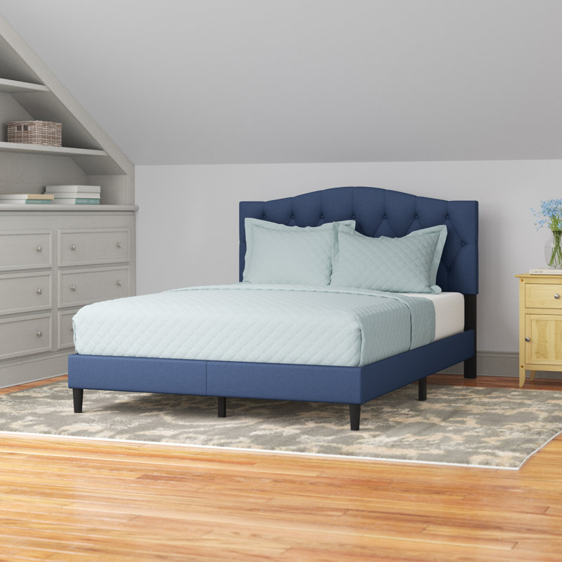 Arnette Upholstered Platform Bed, Queen, Denim Blue