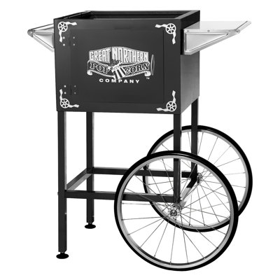 Popcorn Cart - Vintage Replacement Stand for 8-Ounce Poppers with Shelf, Push Handle, and Bicycle-Style Wheels by Great Northern Popcorn (Black)