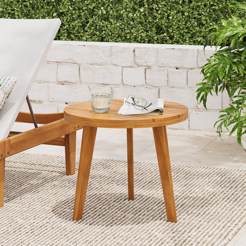 Table d'appoint ronde d'extérieur, table de bout en bois