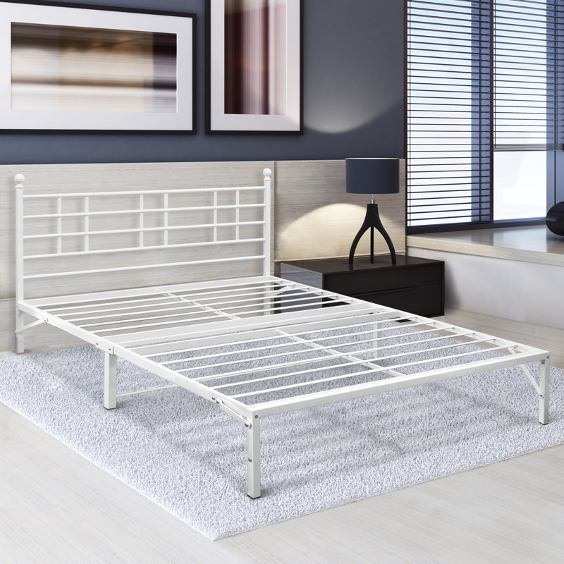 Steel Platform Bed Frame, Twin, White