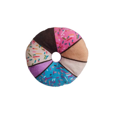 Polyester Pets Toy Donut Shaped Squeaky Cats Toy Made Of Crystal Soft Fabric With Built In Squeaker