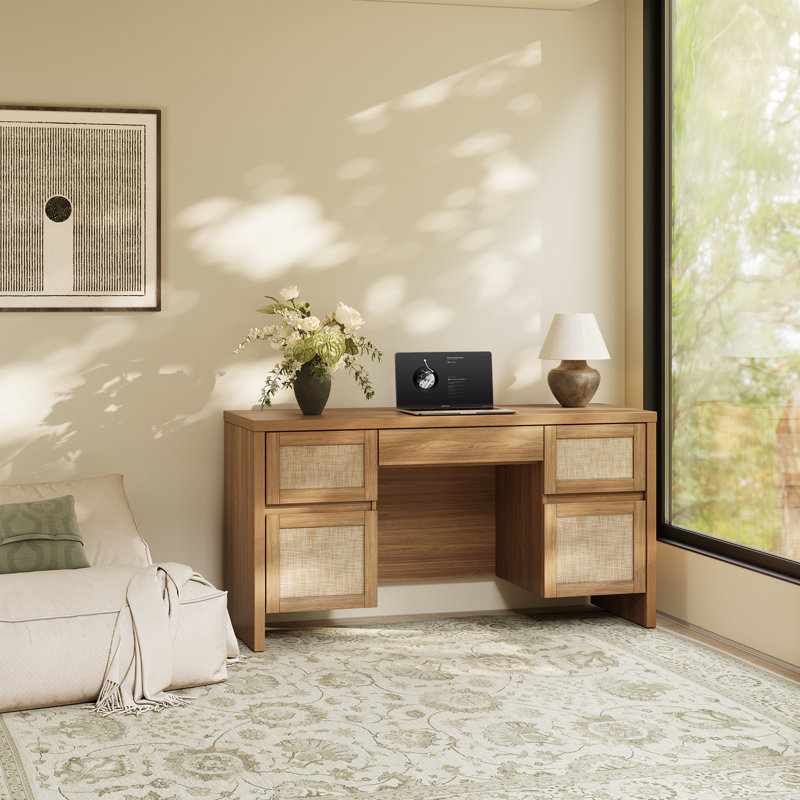 Designer Modern Minimalist Style 57'' Desk, Brown