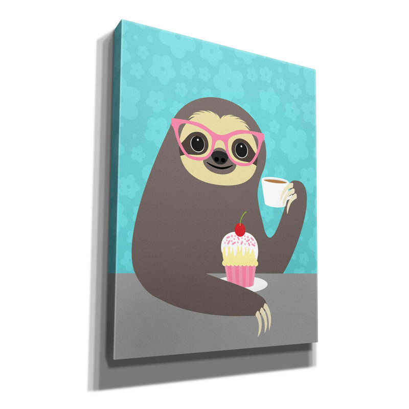 «Diva Sloth» par Nancy Lee, art mural sur toile, H 16 po x l 12 po x P 0,75 po