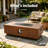 50000 Btu Rectangular Propane Outdoor Propane Fire Pit Table With Round Propane Tank Cover,browm