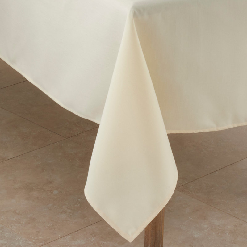 Sherry Polyester Tablecloth, 140" L x 65" W, Ivory