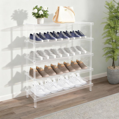 Range-chaussures rectangulaire à 5 niveaux en acrylique pour l'entrée