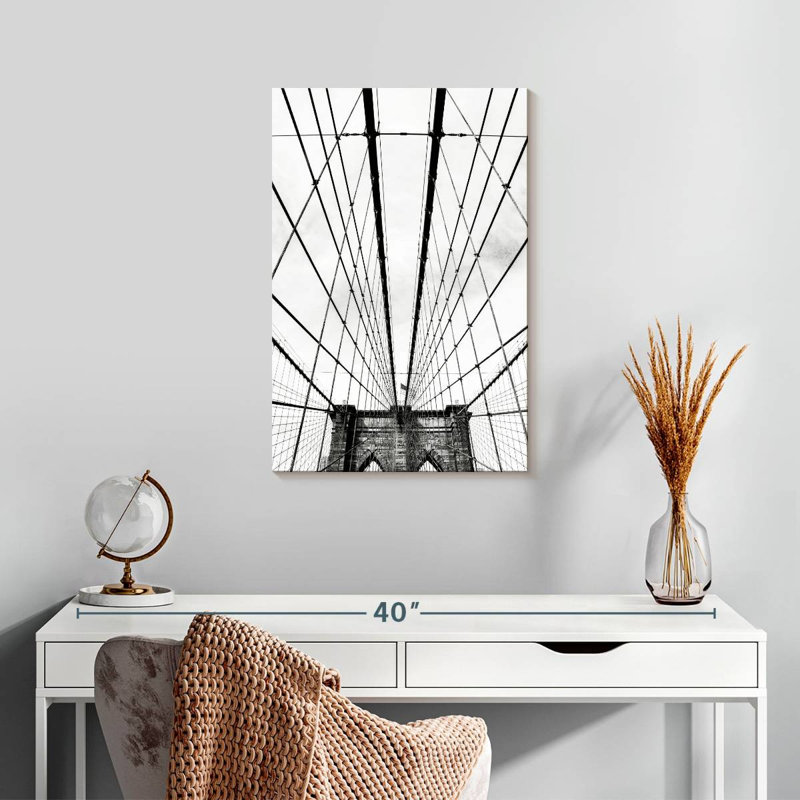 Aime Brooklyn Bridge Black And White, 24" H x 16" W