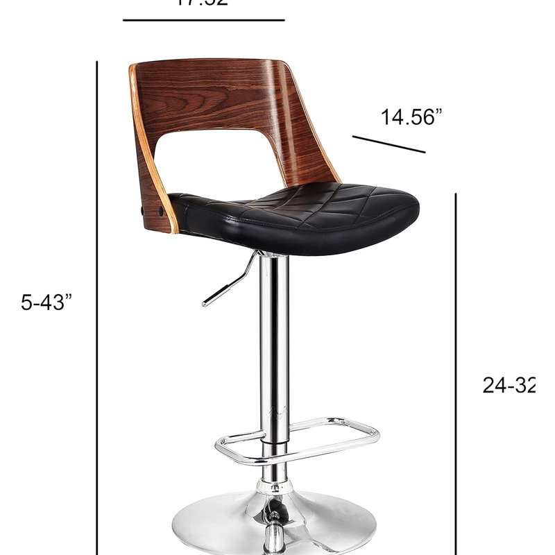 Retro-Style Adjustable Swivel Bar Stool With Back And Diamond Finish, 24"-32.3" Height, 360 Turn, Modern Design, Black, American Metal Element Contemporary Seat, Rotate, Retro Look, Framework