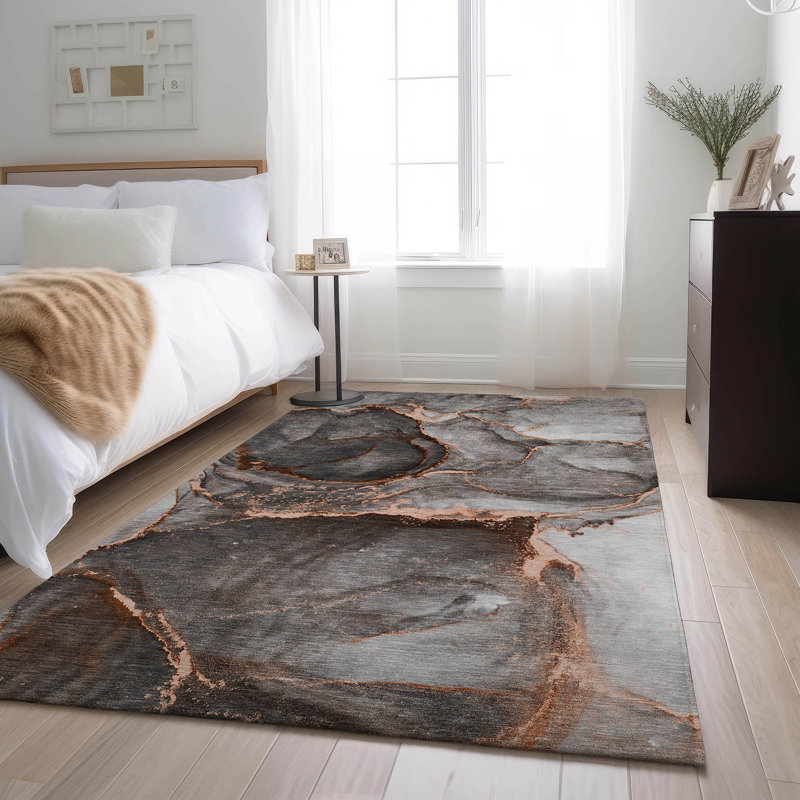 Premium Machine Washable Cerrito Amf525 Peach Rug, Rectangle 8' x 10'