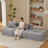 Boneless Oversized 3 Seater Compressed Sofa with Chenille Fabric, No Assembly, Space-Saving for Living Room, Apartment-1263715605