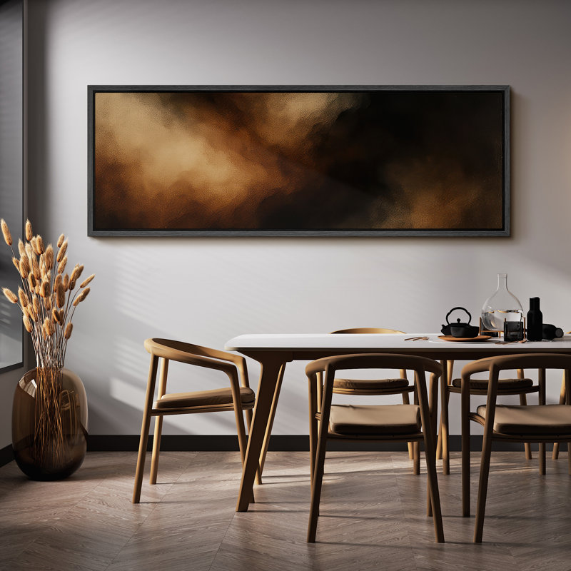 Grande impression sur toile encadrée, reproduction abstraite neutre pour décoration intérieure moderne, H 20 po x l 60 po