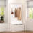 Entryway Bench with Standing Coat Rack, Hall Tree with Shoe Storage Bench, Entryway Organizer with 5 Hooks, White