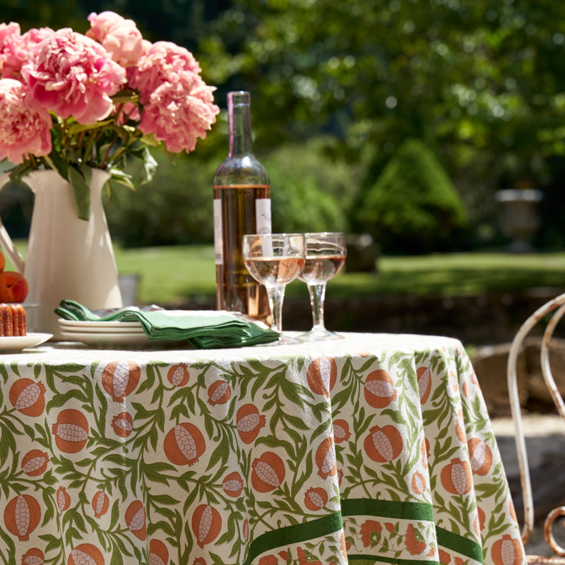 Williston Handmade Floral Tablecloth, Orange/Green