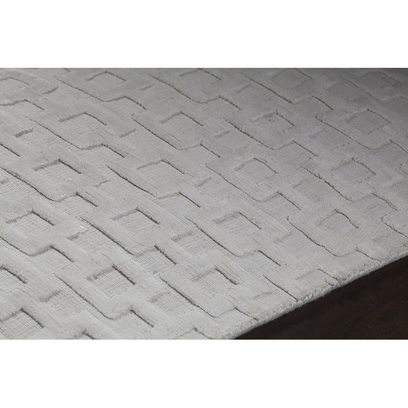 Tapis blanc tissé à la main Arctarus, 7 pi 9 po X 10 pi 6 po