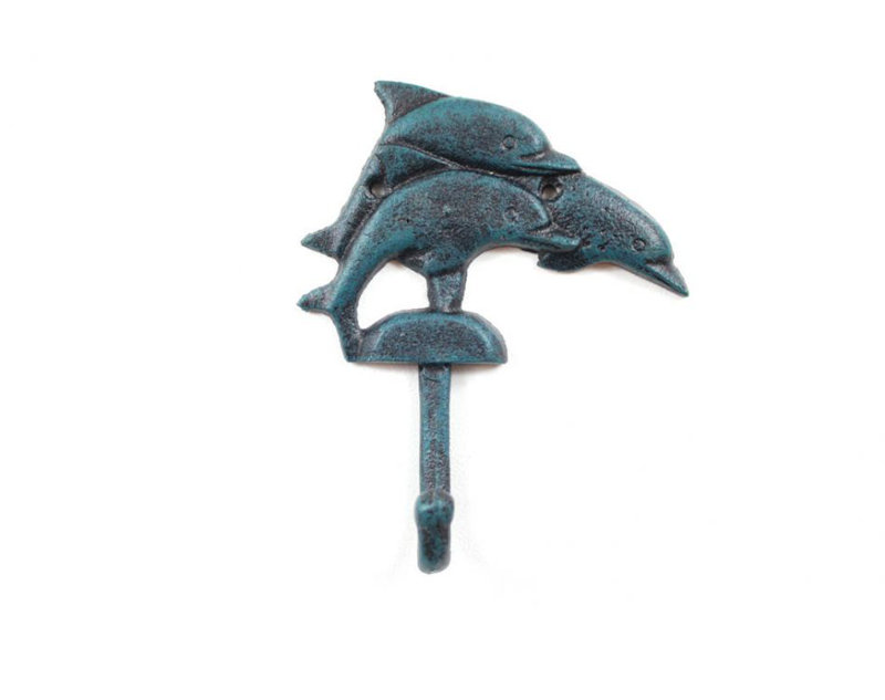 Crochet mural décoratif dauphins Skipworth, Bleu