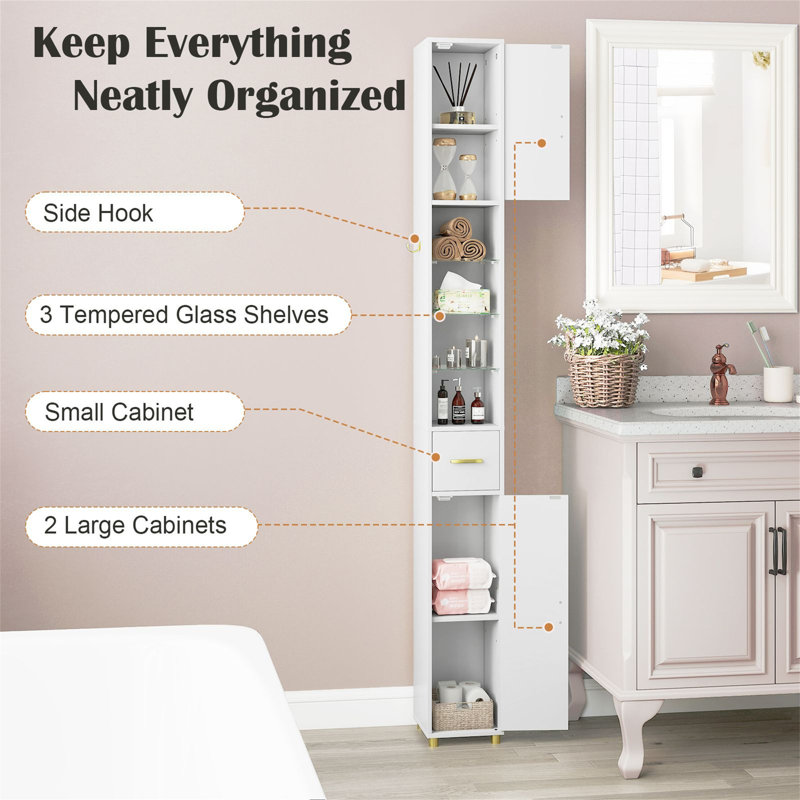 Freestanding Linen Cabinet, White