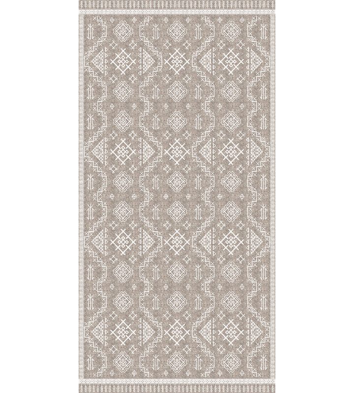 Aztec White Cushioned Kitchen Mat, Rectangle 2'7.2" x 6'6"
