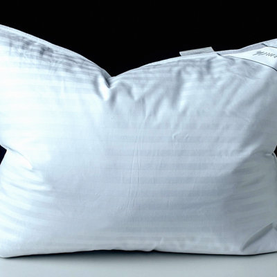 Luxury Down Comfort Pillow - Premium Cotton Supportive Bed Pillow - Soft Goose Down Fill - Stripe White - Standard Size