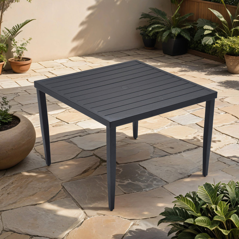 Outdoor Aluminum Table 40"X40" - Ember Black, Lightweight, , Modern Minimalist Look Black Patio Rust , Contemporary Style