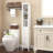 66.92" Tall Bathroom Storage Cabinet With Adjustable Shelves,Slim 1 Doors Freestanding Cabinet With Anti-Tip, Open Compartments, For Home, Small Spaces, Bathroom,Kitchen, Living Room, White