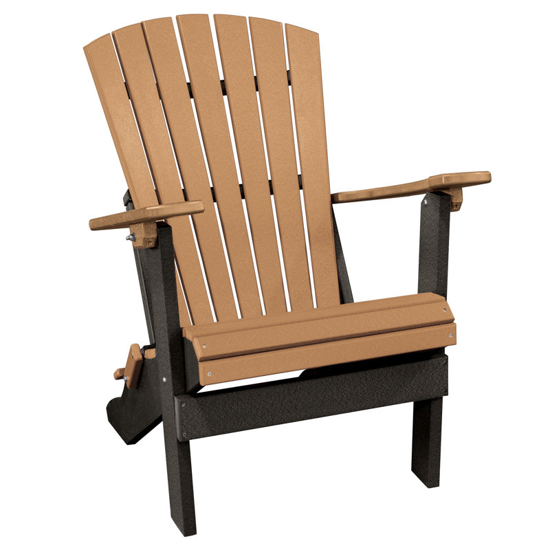 Carla Foldable Outdoor Adirondack Chair, Cedar/Black