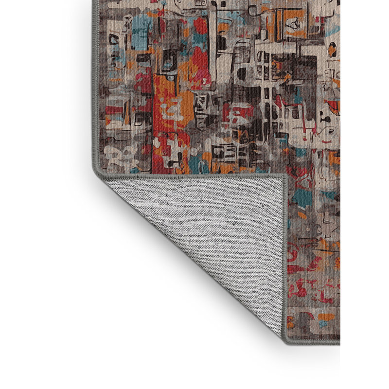 Machine Washable Gray Area Rug, Rectangle 4' x 6'
