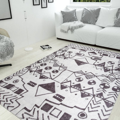 Premium 100% Polyester Area Rug, 6.9 x 10.2 ft | 1850 g/m², 0.2 in Pile Height | Recycled Poly Cotton Underside | Machine Washable at 30°C | Soft, Durable, Eco-Friendly Design for Modern Living Spaces