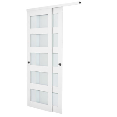 Stellweilan Tessberg Glass and MDF Frosted Sliding Closet Doors with Hardware Kit