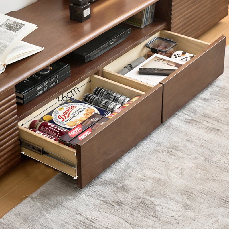 Meuble télé avec tablettes ouvertes, H 13,78 po x L 86,61 po x l 14,96 po