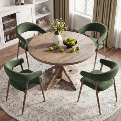  Chaises de salle à manger de style médiéval, chaises d'appoint rembourrées avec dossier incurvé et accoudoirs confortables