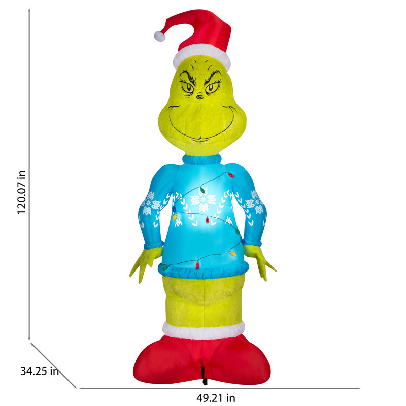 Bougie gonflable géante de Noël Grinch avec lumière