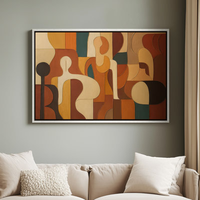 Framed Canvas Wall Art - Vintage Abstract Wall Prints for Bedroom - 16"x24"