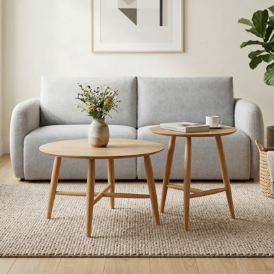 Sander Round Wooden Coffee Table Set