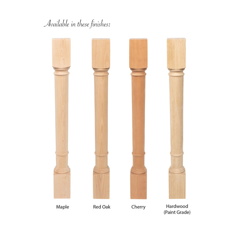 Unfinished Solid Oak Traditional Kitchen Island Legs, Set of 4