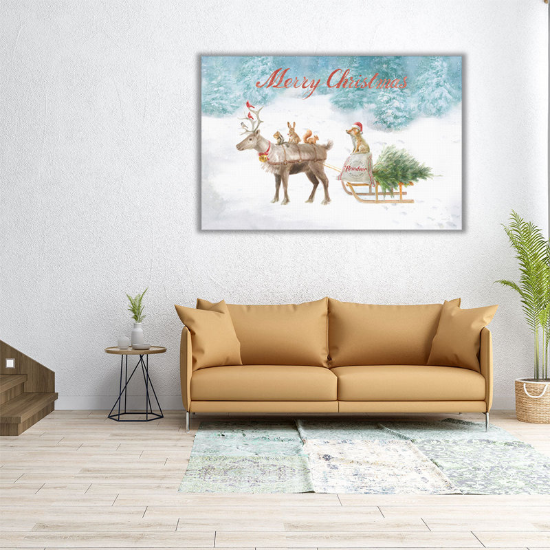 «Woodland Celebration I Christmas», reproduction d'art sur toile, H 24 po x l 36 po