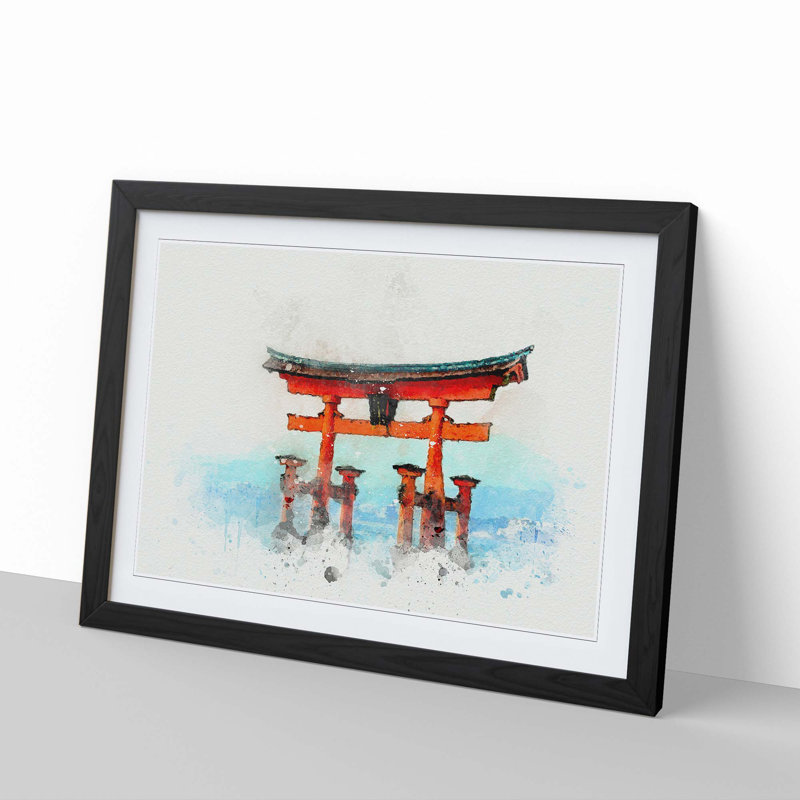Itsukushima Shrine in Hiroshima Japan in Abstract - Framed Print, 62cm H x 87cm W x 2cm D, Black Framed