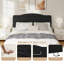 Tête de lit tapissier en lin à hauteur réglable avec dossier ergonomique pour matelas de 6 à 15 po, aucun assemblage requis - grand, noir-352453184-352453190
