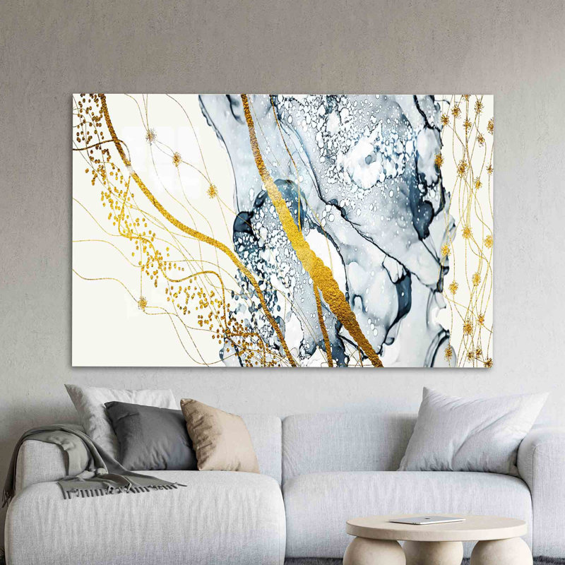 Art mural moderne abstrait avec encre à alcool imprimée sur verre pour une pièce de décoration intérieure contemporaine