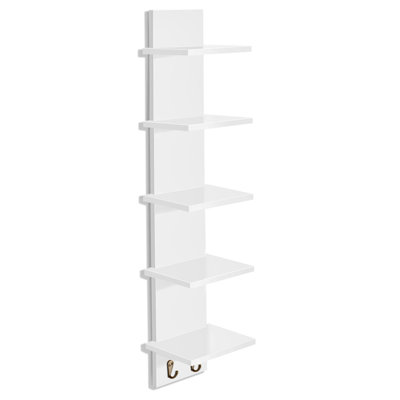 Sorbus 5 Tier Wall Shelf Unit with Hooks, Vertical Column Utility Shelving for Home Decor and Storage Organizer, Wall-Mounted Floating Shelves for Bat