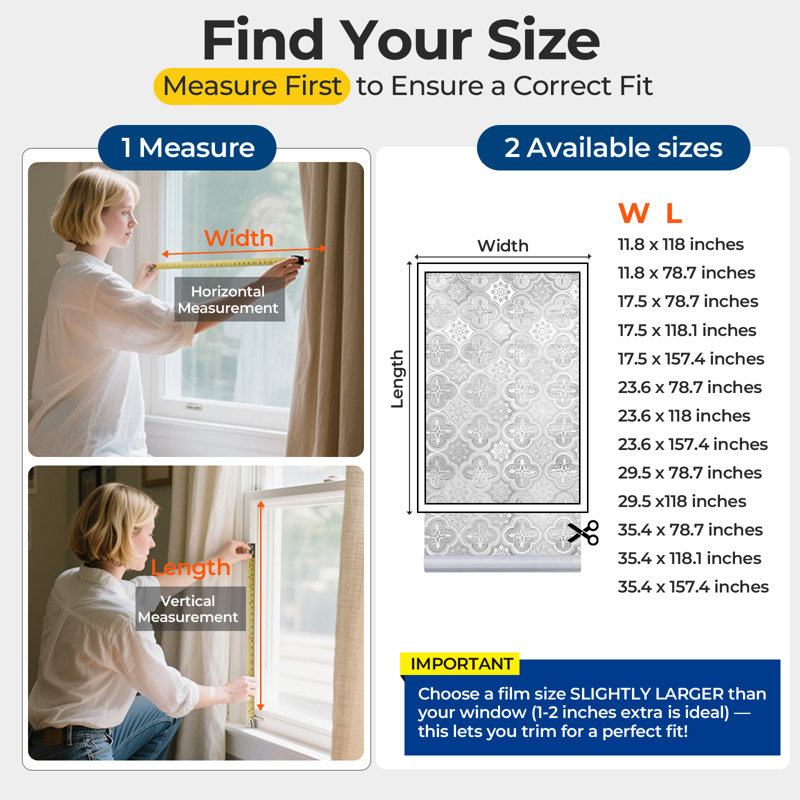 Film décoratif d'intimité pour fenêtre pour porte d'entrée, autocollant pour vitrail en verre coloré antidérapant opaque et anti-UV pour fenêtres pour la maison 17,3 po x 78,7 po