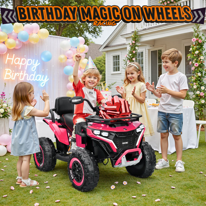 UTV électrique 24V 4WD pour enfants avec télécommande, grand siège et 3 vitesses, Rose