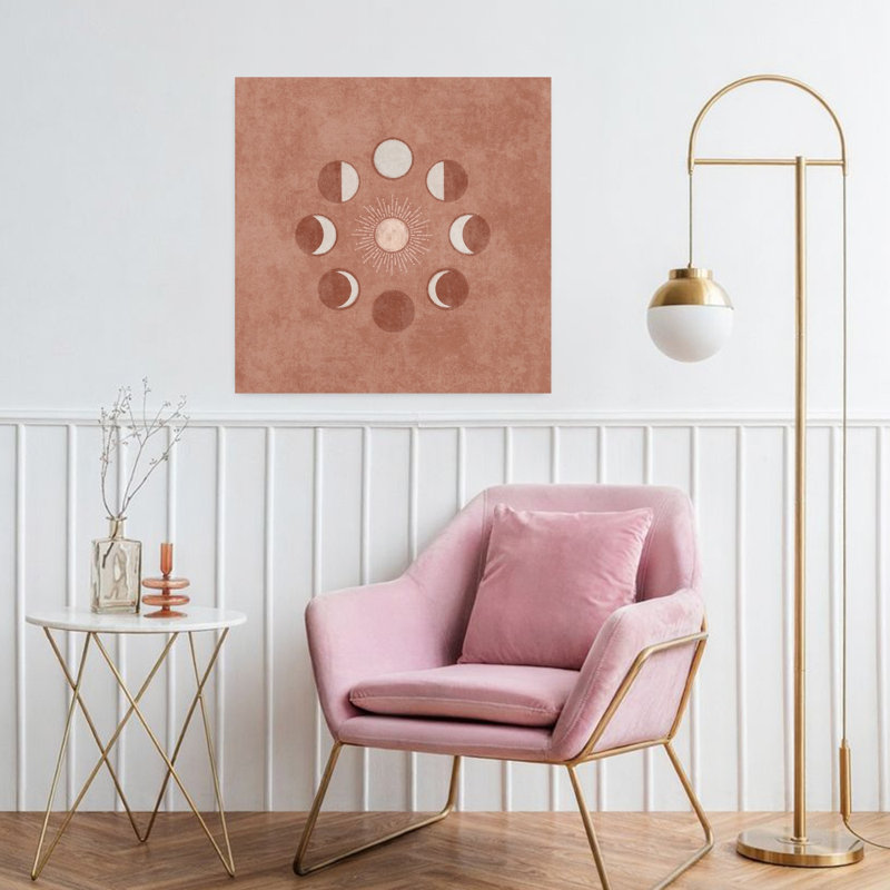 Lunar Phases Abstract Contemporary Geometric Landscape Nature Wall Art Print 1 Piece Wrapped Canvas Wall Art