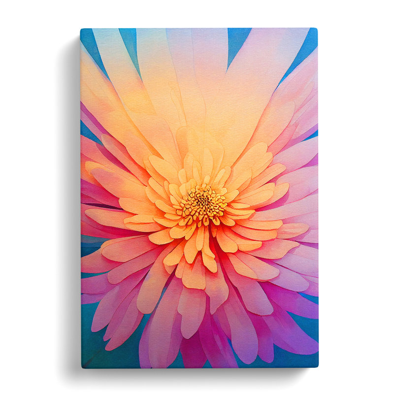 Watercolour Chrysanthemum Flower Vol.2 - Wrapped Canvas, 50cm H x 35cm W x 3cm D