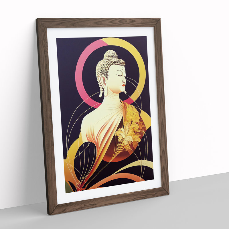 Buddha Nouveau 1 Piece Single Picture Frame Wall Art, 64cm H x 46cm W x 2cm D, Walnut