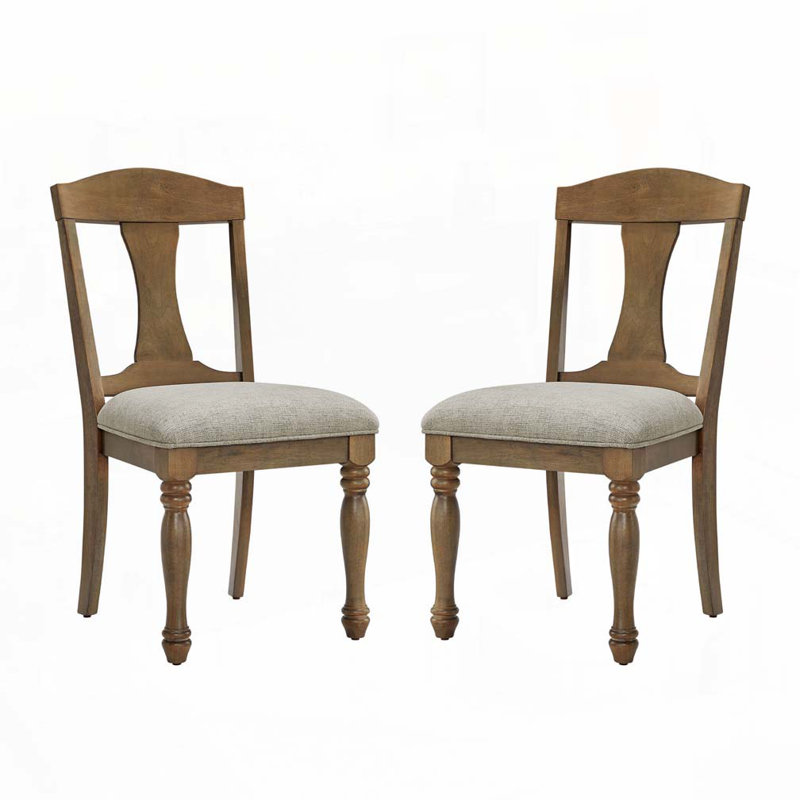 Wooden Frame Upholstered Dining Chairs set of 2, White Oak