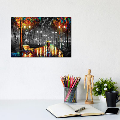 «Rains Rustle In The Park B&W», reproduction d'art sur toile tendue